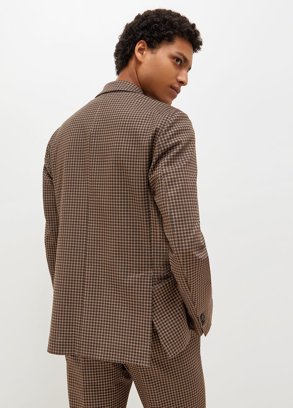 Beige Men's Liu Jo Checked Blazer Jackets | RSO-409518