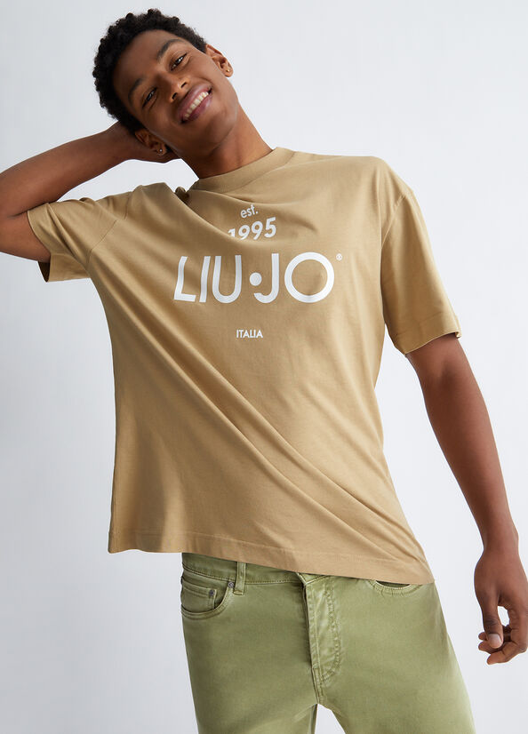 Beige Men\'s Liu Jo With Logo T Shirts | HUO-689725