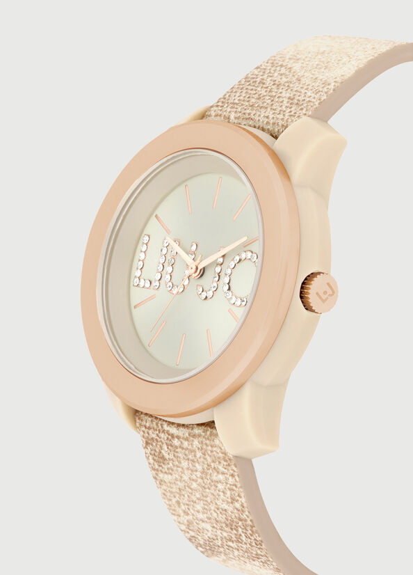 Beige / Pink Women's Liu Jo With Denim Strap Watches | XTN-832601