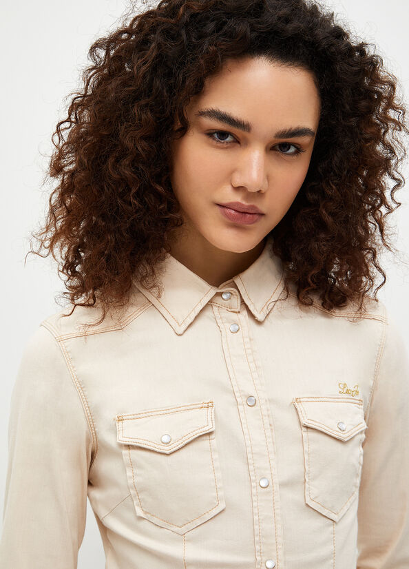 Beige Women's Liu Jo Denim Shirts | WTJ-037251