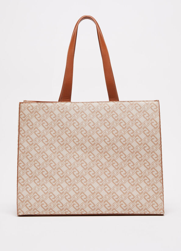 Beige Women's Liu Jo Eco-FriendlyWith Print Shopper Bag | GCZ-470621