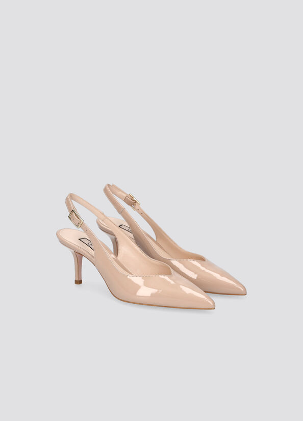 Beige Women's Liu Jo Patent Slingback High Heels | PAW-764109