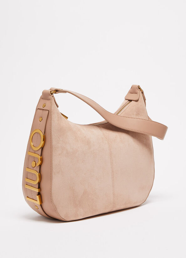 Beige Women's Liu Jo Suede Shoulder Shoulder Bags | BUW-301849