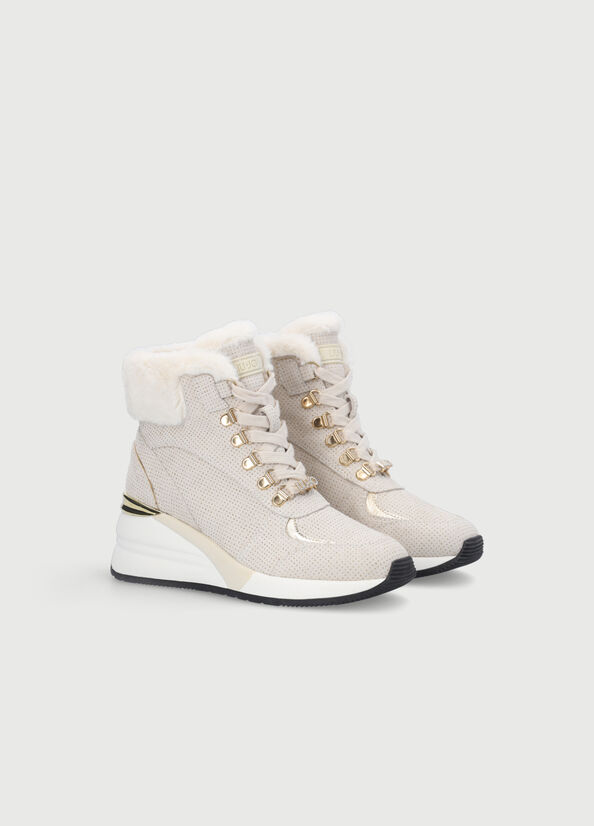 Beige Women's Liu Jo With Jewel Logo Sneakers | VJH-809263