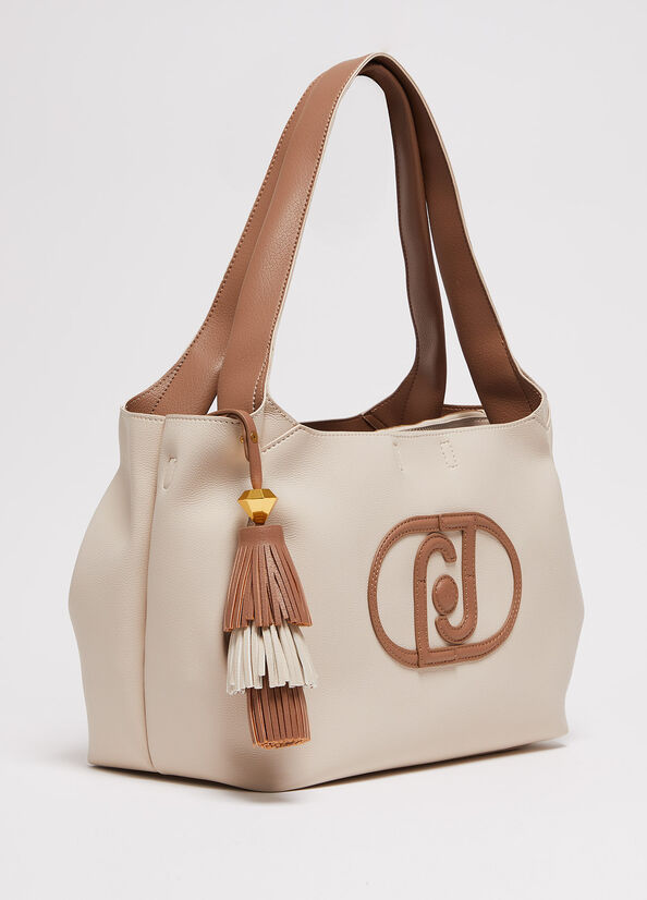 Beige Women's Liu Jo With Logo Shoulder Bags | FEG-830741