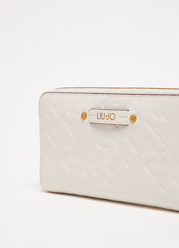 Beige Women's Liu Jo Zip Around With Logo Wallets | GJC-360415