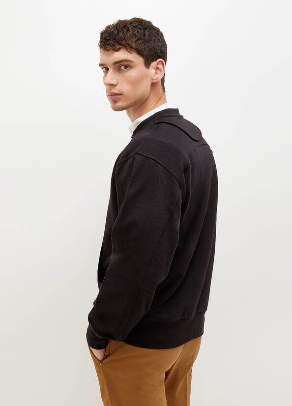 Black Men's Liu Jo Crew Neck Sweaters | VRQ-431208