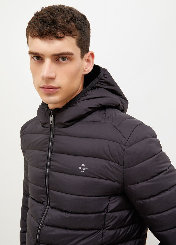 Black Men's Liu Jo Padded With Hood Jackets | ILP-716893