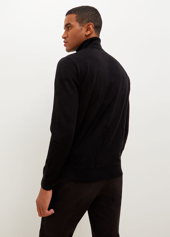 Black Men's Liu Jo Turtleneck In Cotton Sweaters | YIK-869140