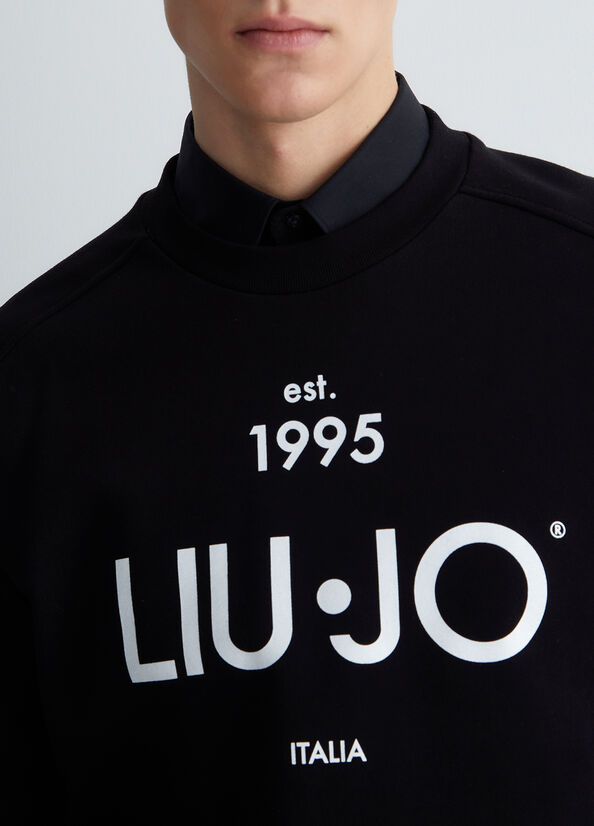 Black Men's Liu Jo With Logo Sweaters | RXK-976534