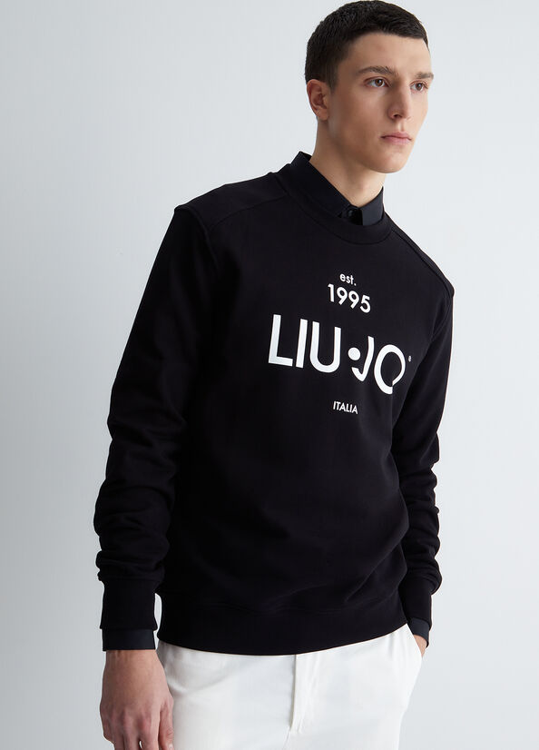 Black Men\'s Liu Jo With Logo Sweaters | RXK-976534