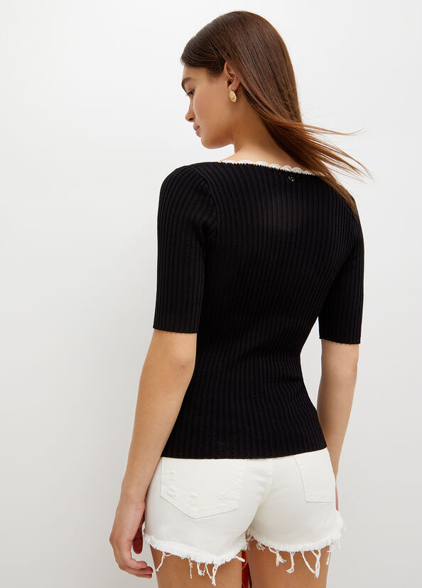 Black / White Women's Liu Jo Knit Sweaters | OCB-281409