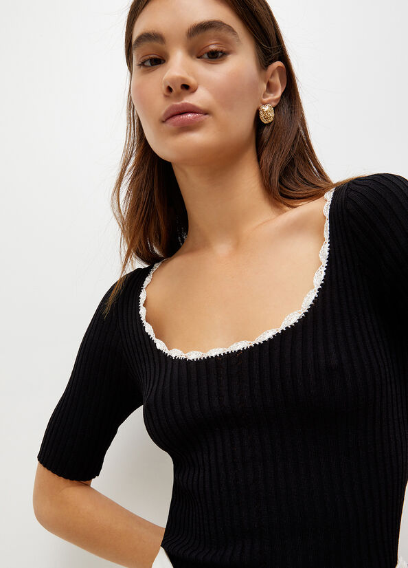 Black / White Women's Liu Jo Knit Sweaters | OCB-281409