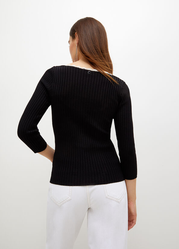 Black / White Women's Liu Jo Knit Sweaters | PDX-547612