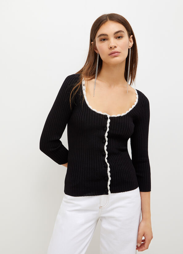 Black / White Women\'s Liu Jo Knit Sweaters | PDX-547612