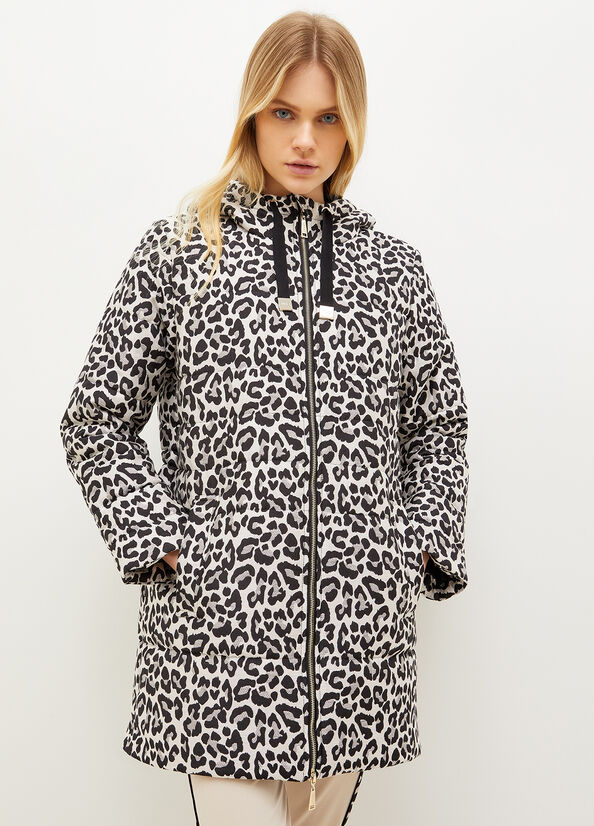 Black Women\'s Liu Jo Animal-Print Padded Coats | CUY-072481