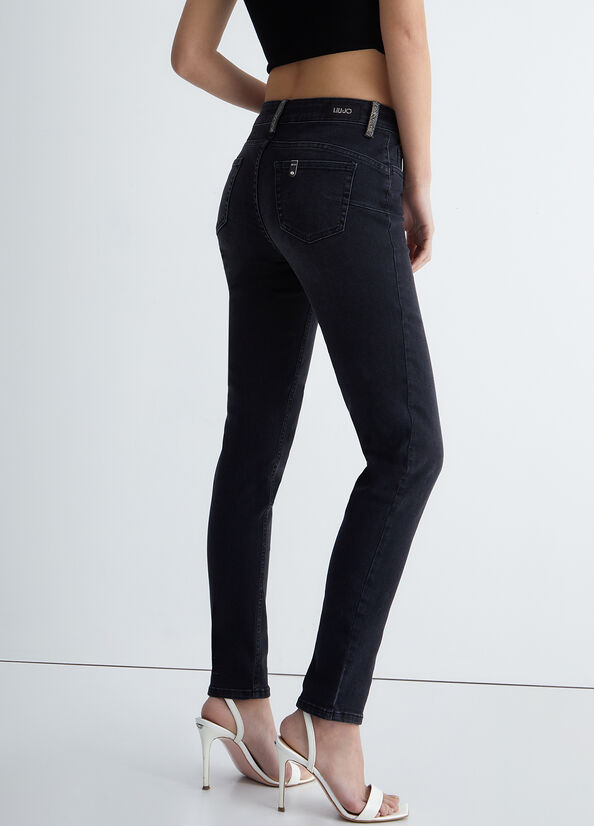 Black Women's Liu Jo Bottom Up Skinny Jeans | PVQ-089327