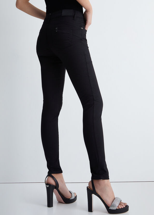 Black Women's Liu Jo Bottom Up Twill Pants | XFS-403269