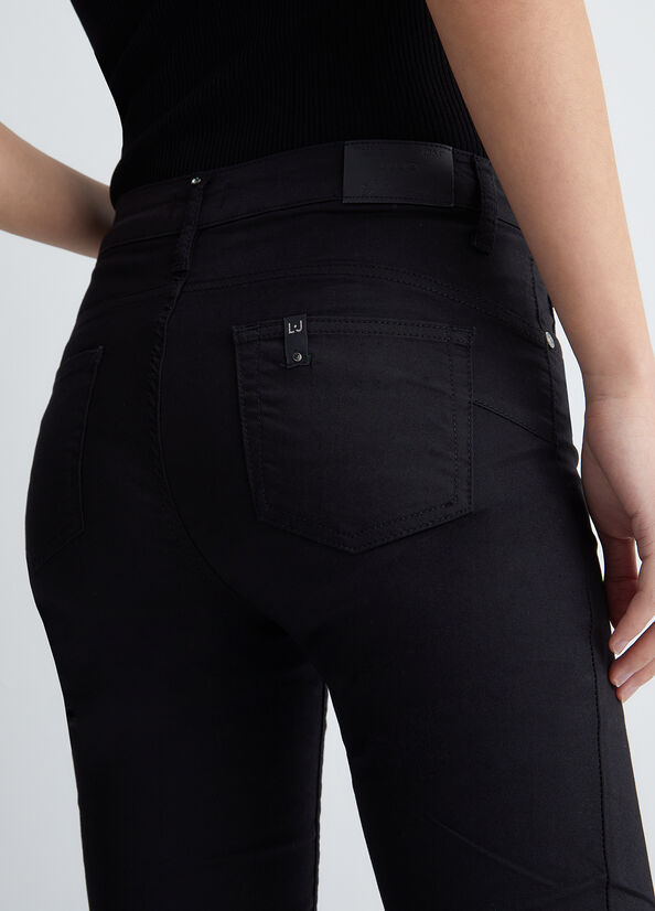 Black Women's Liu Jo Bottom Up Twill Pants | XFS-403269