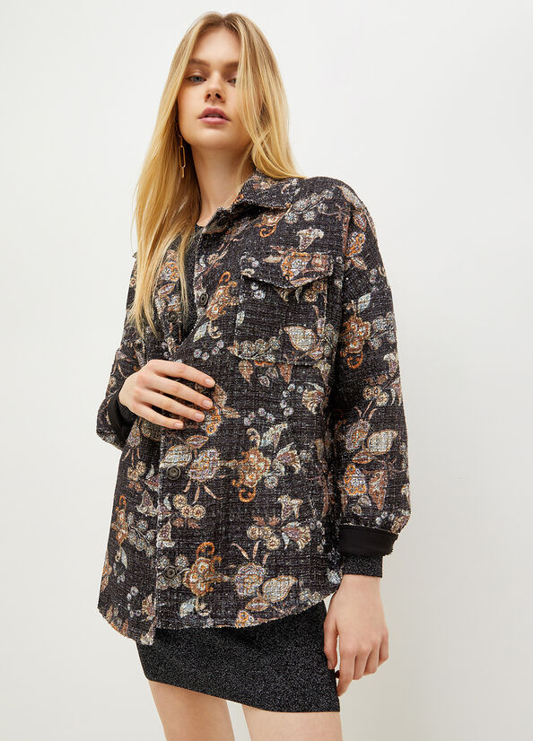 Black Women\'s Liu Jo Bouclé Over With Print Jackets | BUX-631279