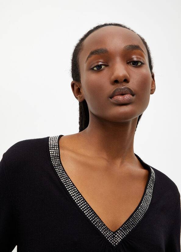 Black Women's Liu Jo Cotton Blend Sweaters | FWL-369042