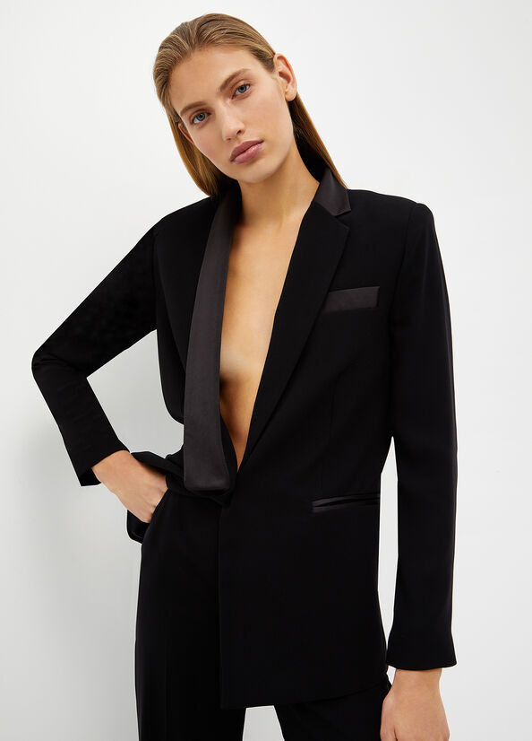 Black Women\'s Liu Jo Crepe Blazer Jackets | MGJ-307216