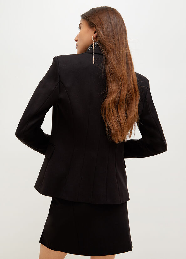 Black Women's Liu Jo Double-Breasted Stretch Blazer Jackets | XZU-350297