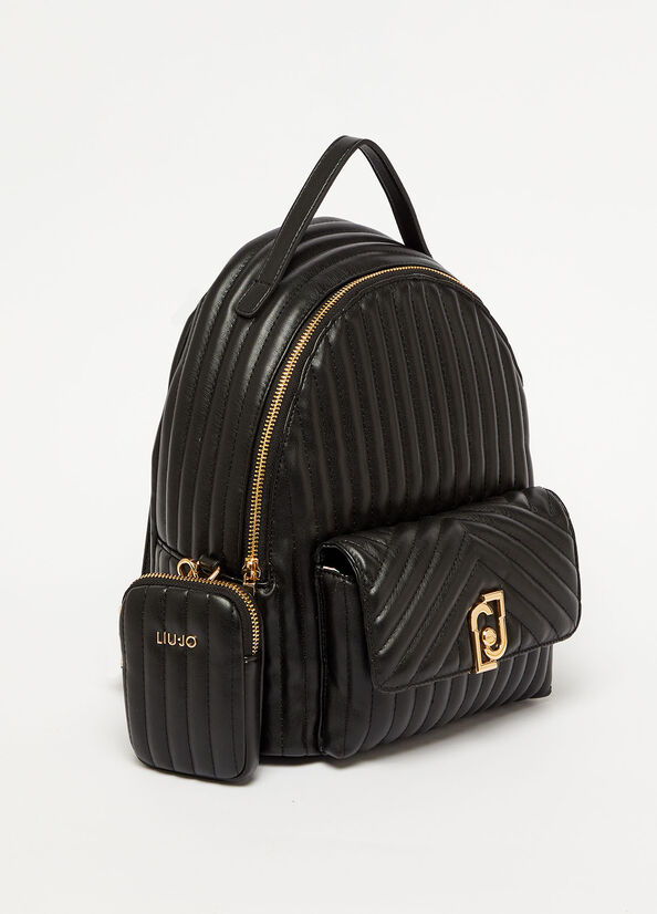 Black Women's Liu Jo Eco-Friendly Quilted Backpacks | JFK-814937