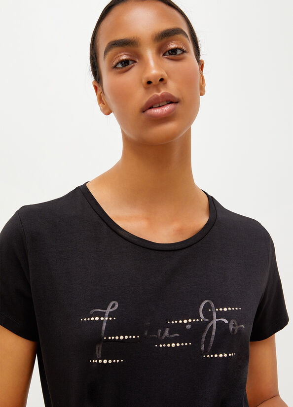 Black Women's Liu Jo Eco-Friendly With Logo T Shirts | KRX-864920