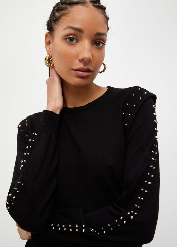 Black Women's Liu Jo Eco-Friendly With Studs Sweaters | ODX-084976