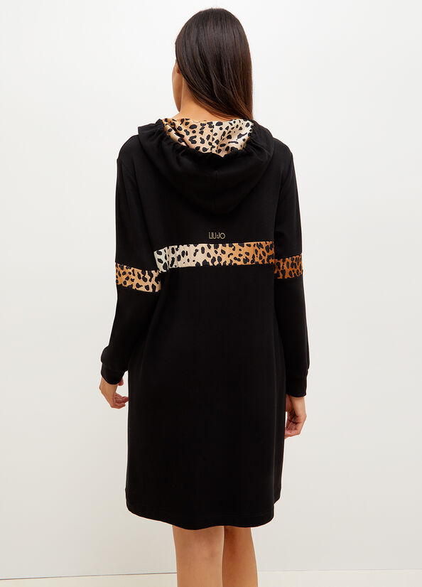 Black Women's Liu Jo Fleece With Animal Print Dress | JFG-543692