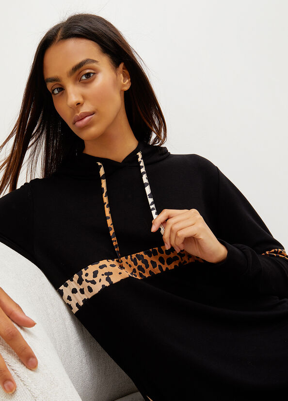 Black Women's Liu Jo Fleece With Animal Print Dress | JFG-543692