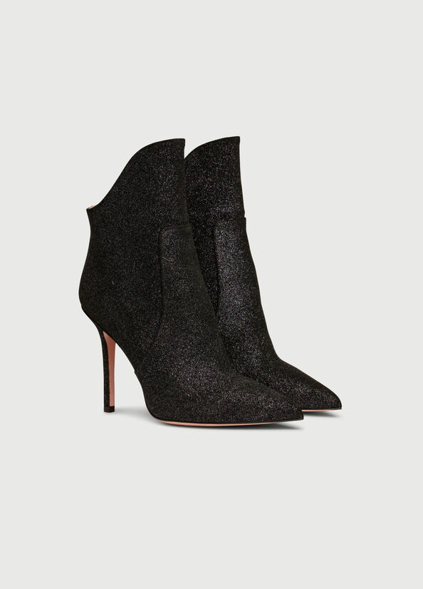 Black Women's Liu Jo Glitter With Stiletto Heel Ankle Boots | ZVG-837529