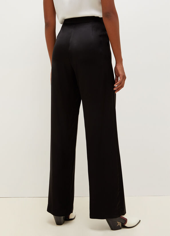 Black Women's Liu Jo High-Rise Satin Pants | EZF-067812