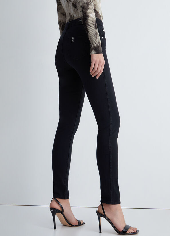 Black Women's Liu Jo High-Waisted Bottom Up Pants | KEG-401569