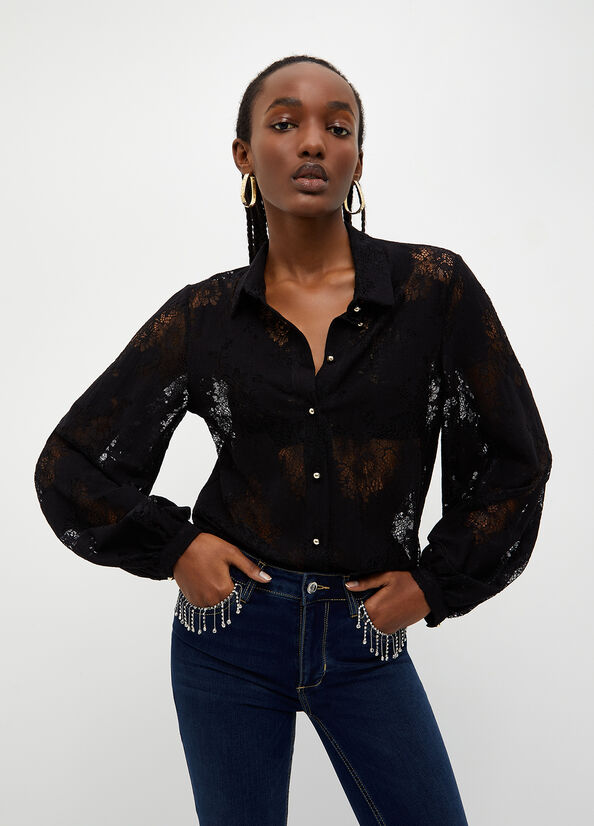 Black Women\'s Liu Jo Lace Shirts | HBL-683140