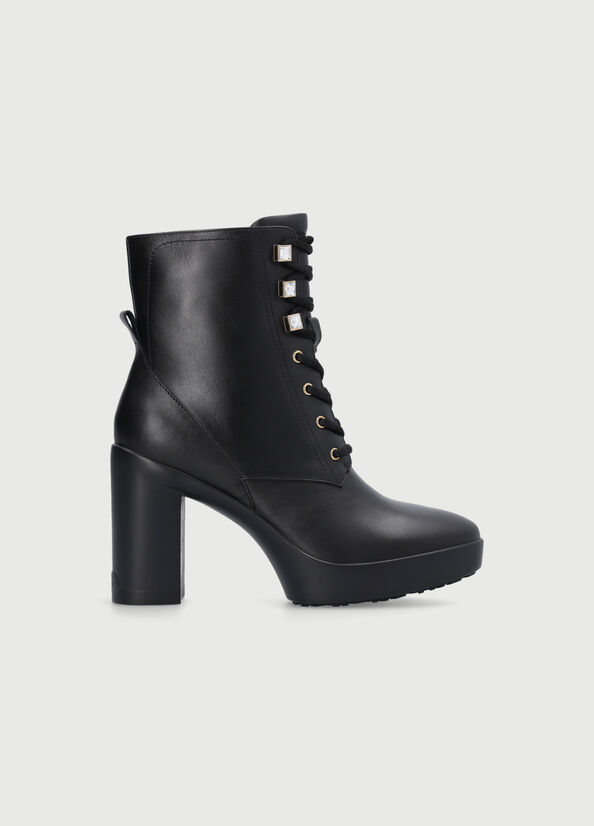 Black Women's Liu Jo Laceup With Wide Heel Ankle Boots | TJK-679401