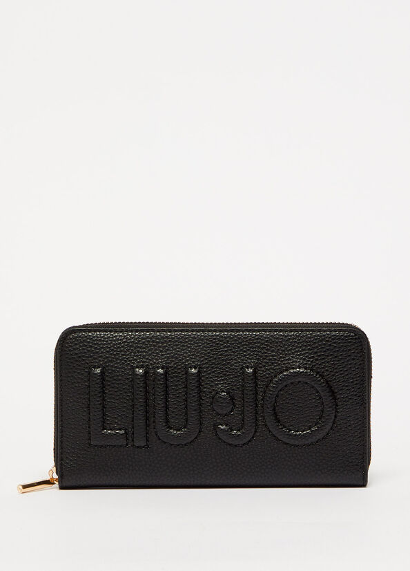 Black Women\'s Liu Jo Large With Logo Wallets | UEN-497318