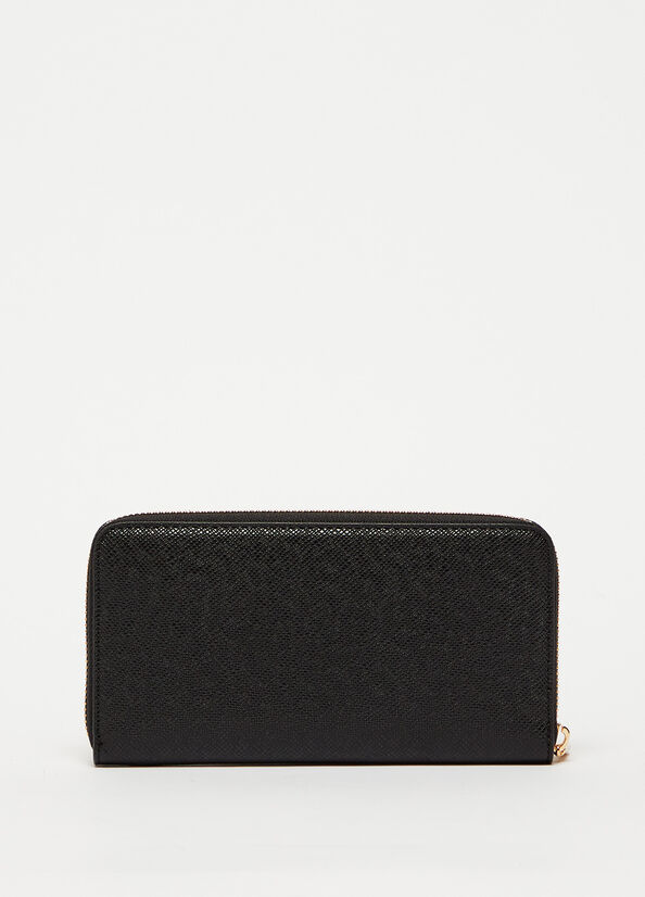 Black Women's Liu Jo Large Zip-Around Wallets | GBL-419820