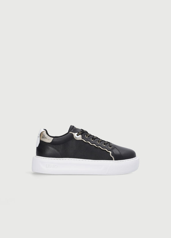 Black Women's Liu Jo Leather Sneakers | QVG-820574