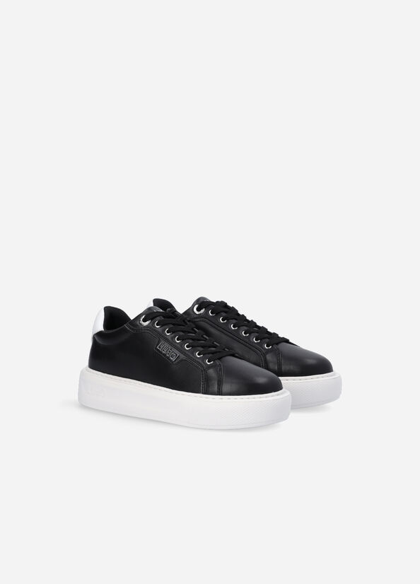 Black Women's Liu Jo Leather Sneakers | ZOY-758201