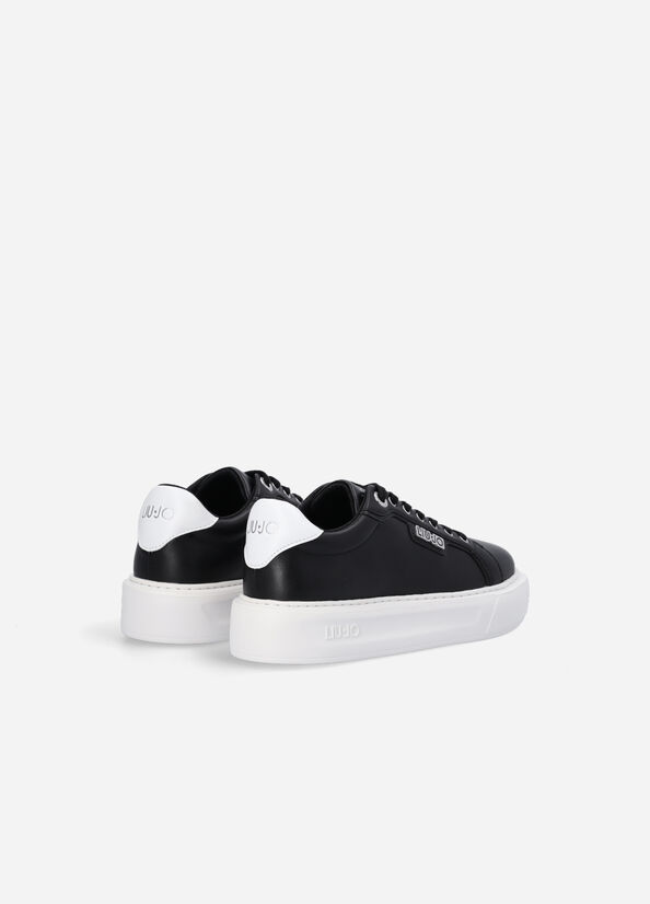 Black Women's Liu Jo Leather Sneakers | ZOY-758201