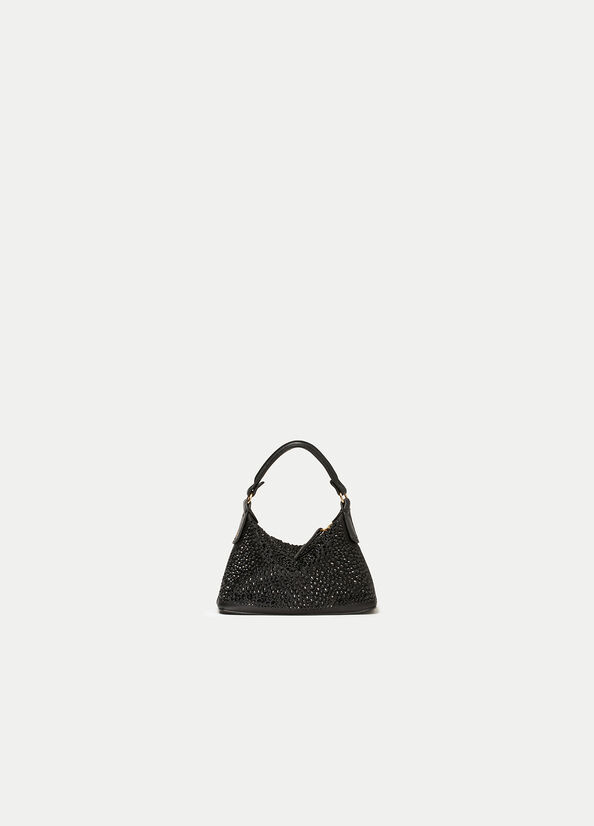 Black Women's Liu Jo Micro Hobo With Gemstones Crossbody Bags | LEO-031985