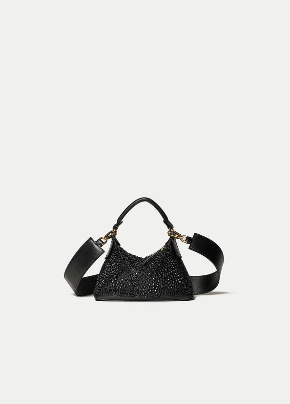 Black Women\'s Liu Jo Mini Hobo With Gemstones Crossbody Bags | VPC-451693