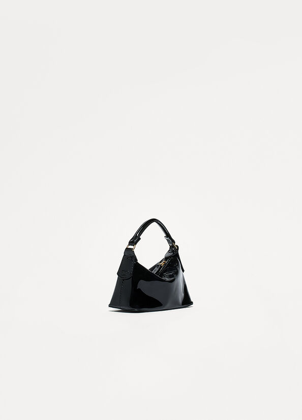 Black Women's Liu Jo Patent Leather Micro Hobo Crossbody Bags | BMC-268534