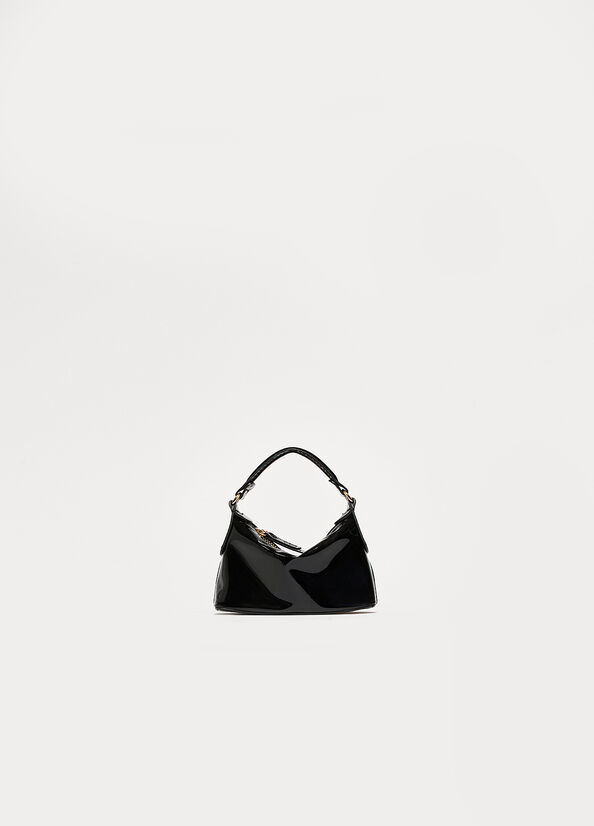 Black Women's Liu Jo Patent Leather Micro Hobo Crossbody Bags | BMC-268534