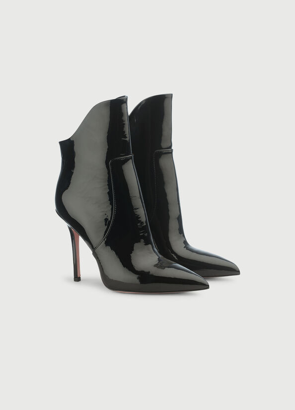 Black Women's Liu Jo Patent Leather With Stiletto Heel Ankle Boots | QCD-192560