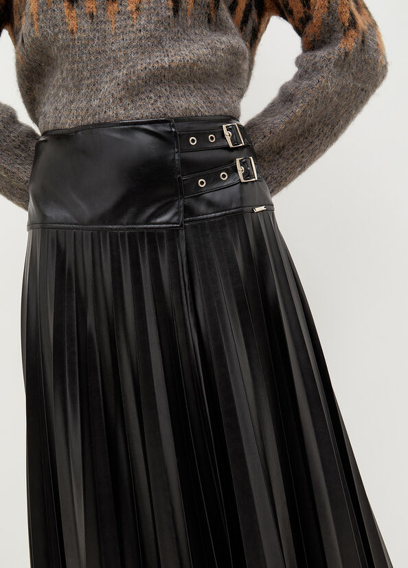 Black Women's Liu Jo Pleated In Fabric Skirts | YQV-105492