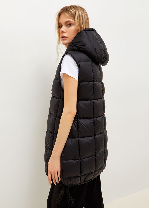 Black Women's Liu Jo Quilted Padded Gilet Jackets | YCG-058374