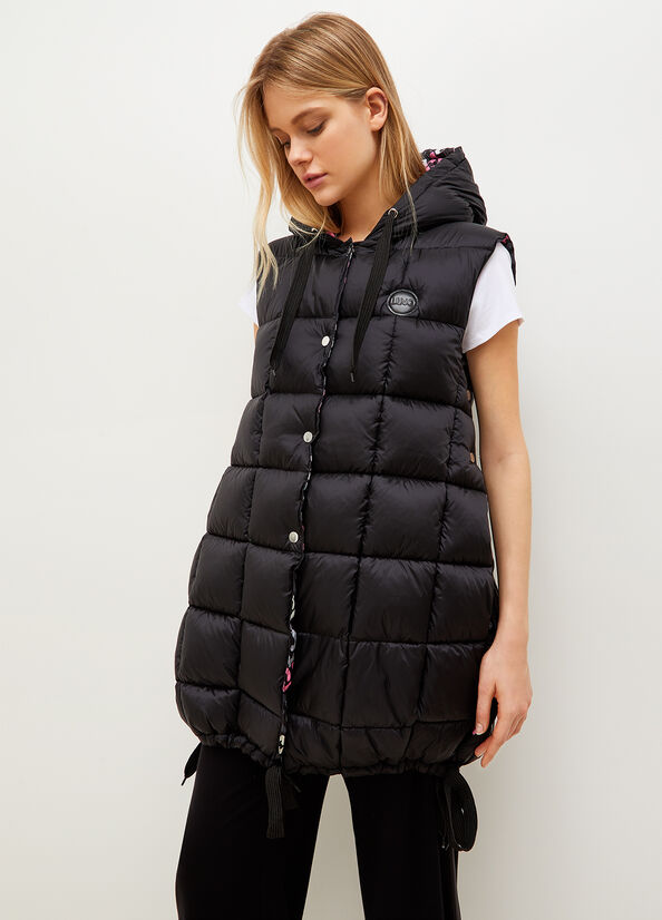 Black Women\'s Liu Jo Quilted Padded Gilet Jackets | YCG-058374